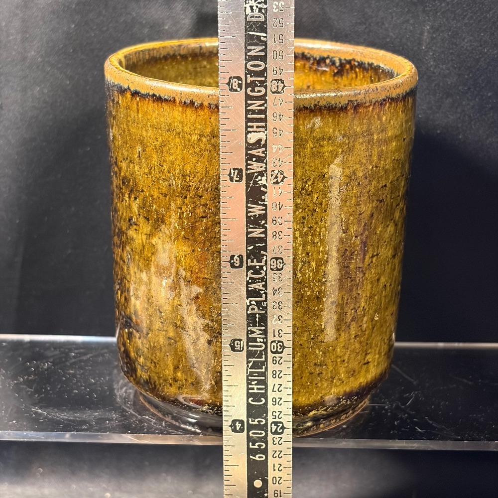 Vintage 1996 Studio Pottery Hand Thrown Ceramic Tumbler Earth Tone Glaze 4in - Picture 3 of 11
